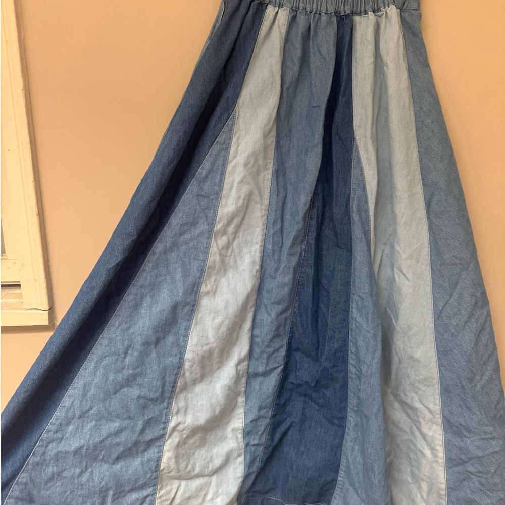 Anthropologie Love The Label Blue Multicolor Denim A-Line Skirt - Picture 9 of 9
